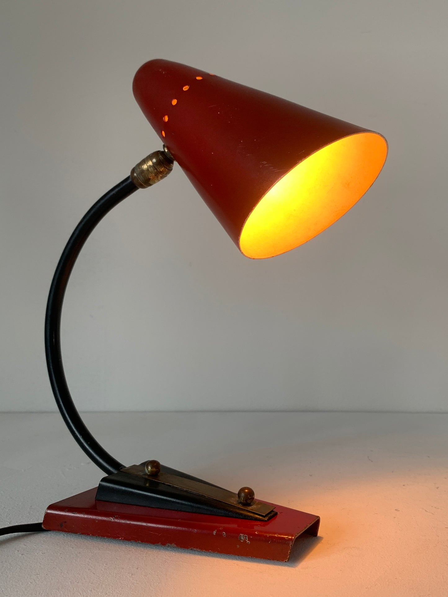 Mid Century Red French Cocotte Desk Lamp