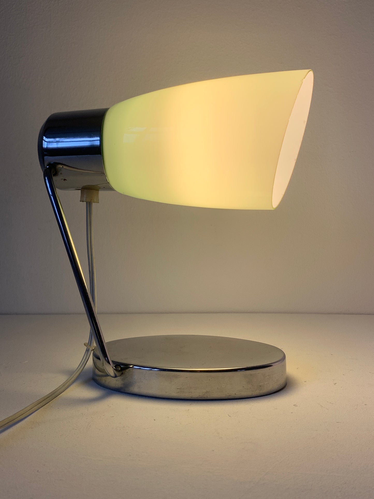 Mid Century Glass & Chrome Desk Lamp by Drupol