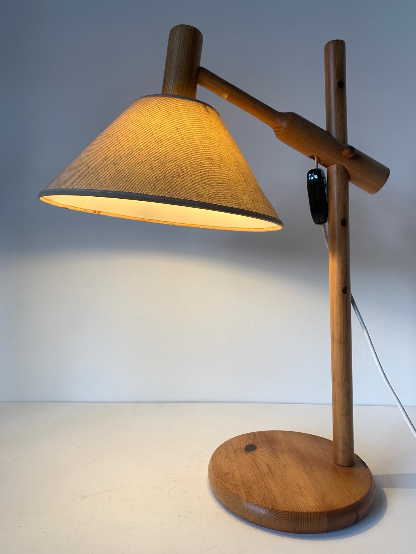 70's Mid Century Adjustable Wooden Desk Lamp