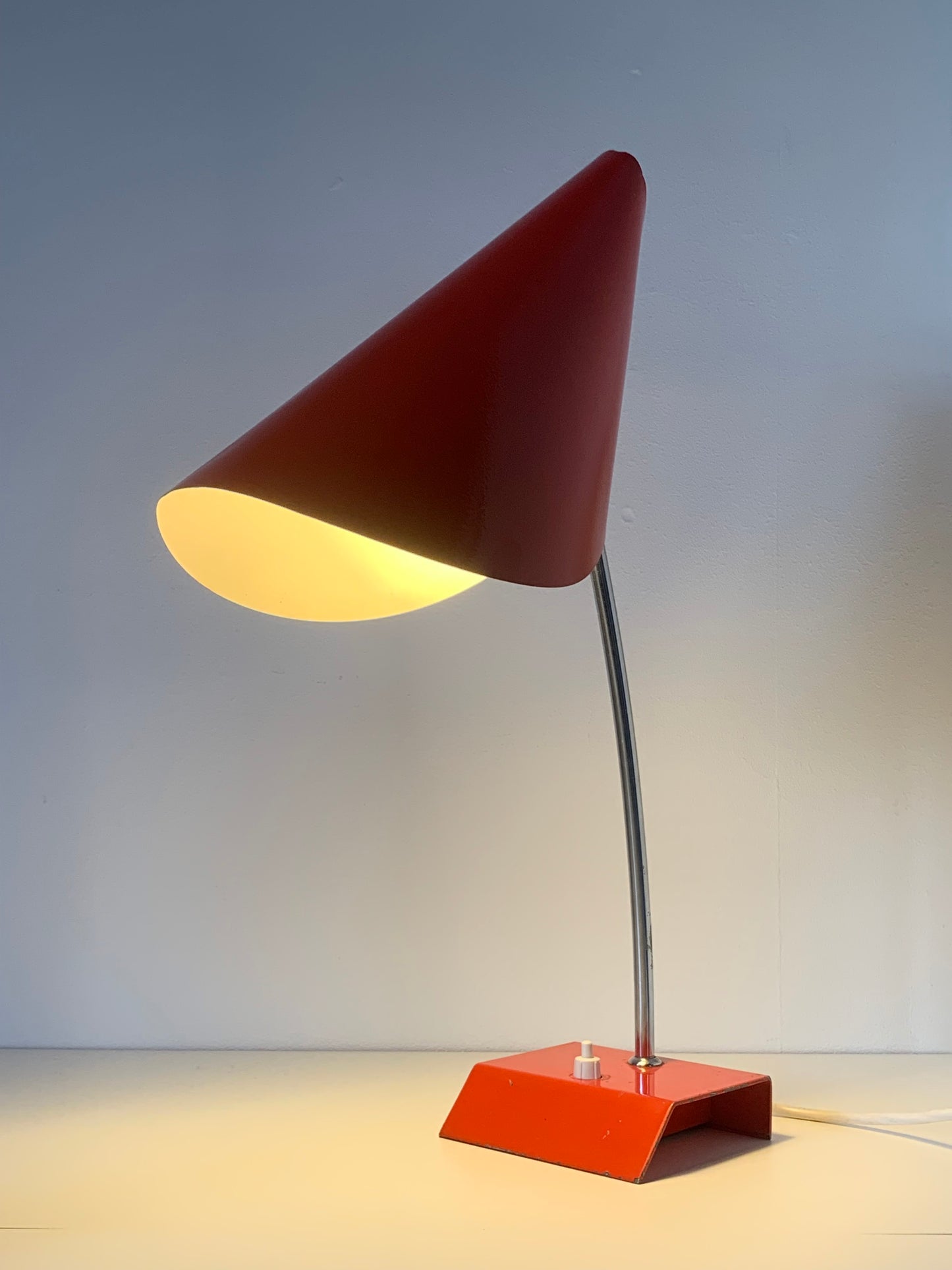 Red Adjustable Desk Lamp by Josef Hurka for Napako