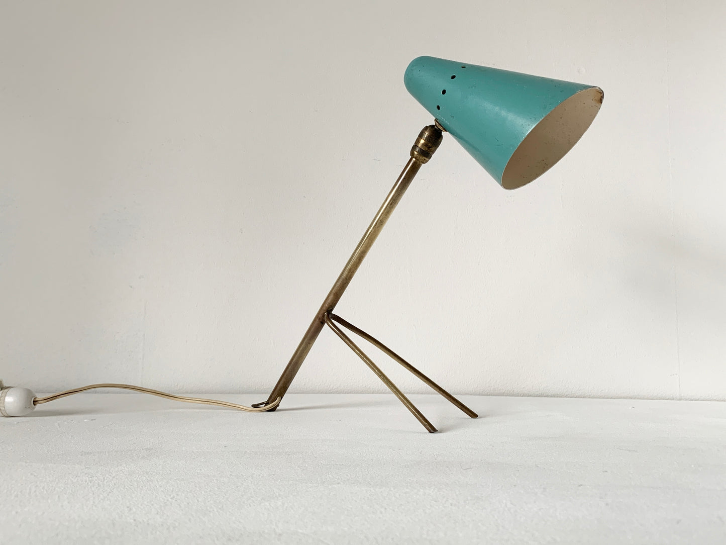 Turquoise Tripod Lamp by Jean Boris Lacroix