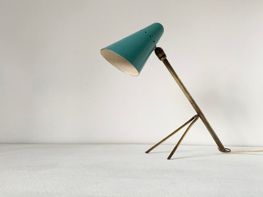 Turquoise Tripod Lamp by Jean Boris Lacroix