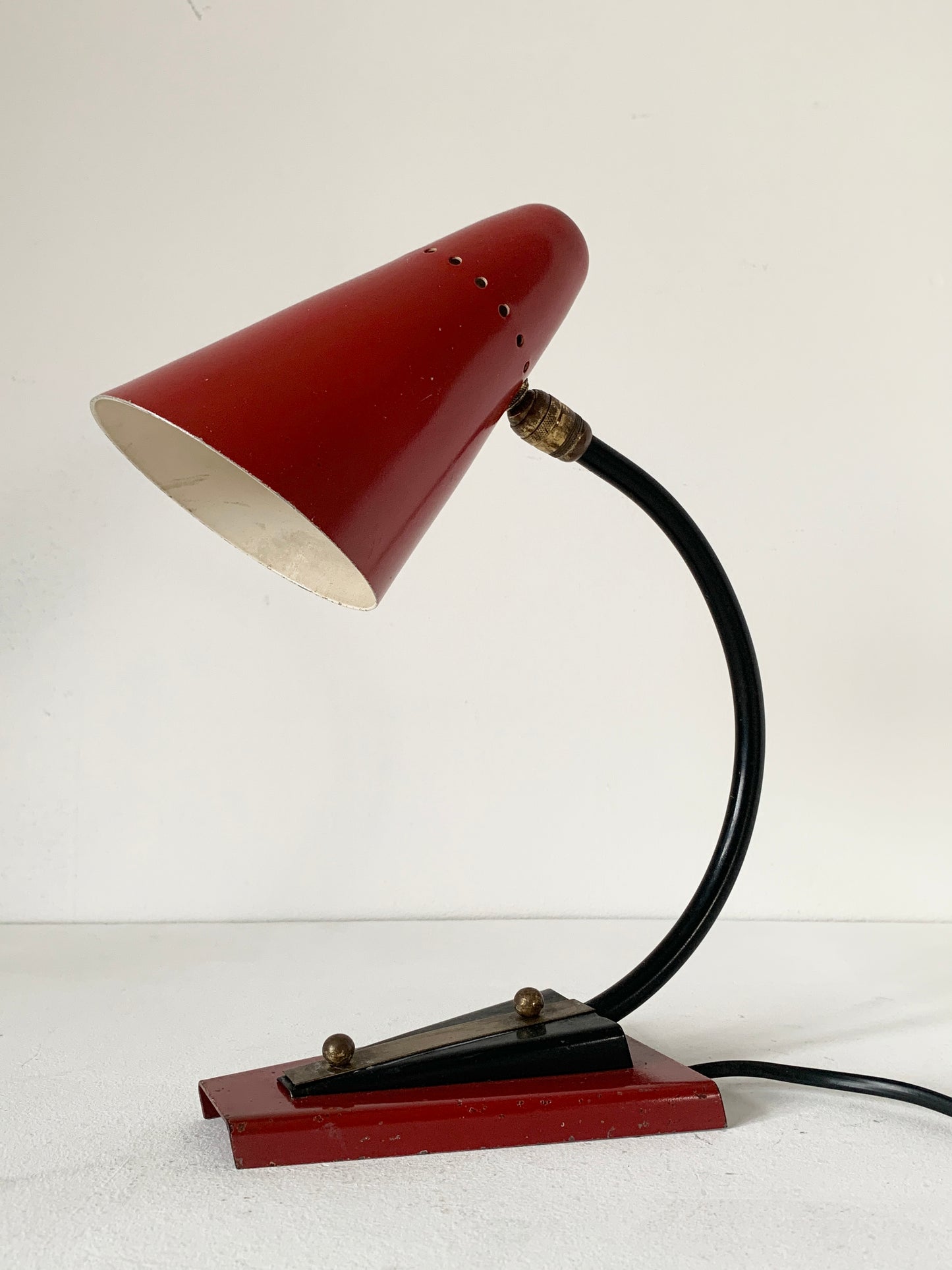 Mid Century Red French Cocotte Desk Lamp