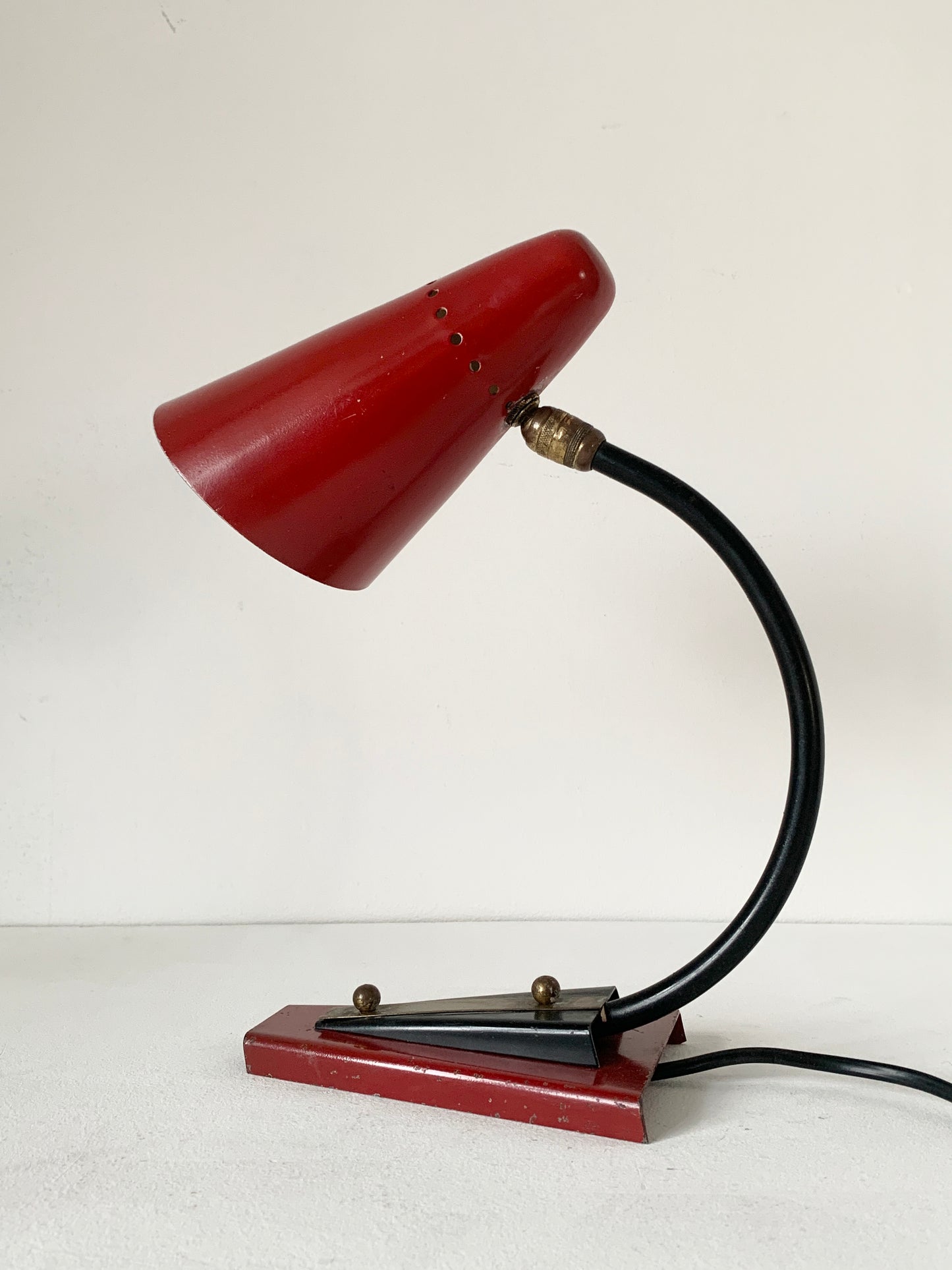 Mid Century Red French Cocotte Desk Lamp