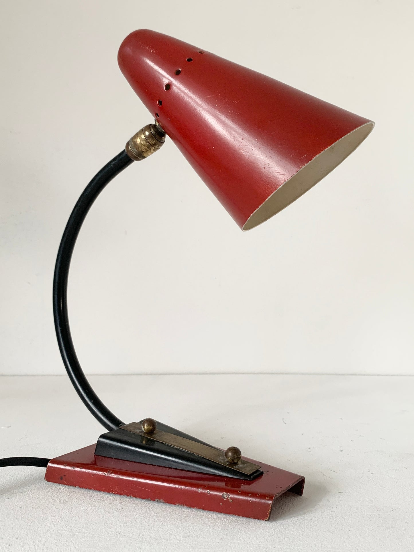 Mid Century Red French Cocotte Desk Lamp