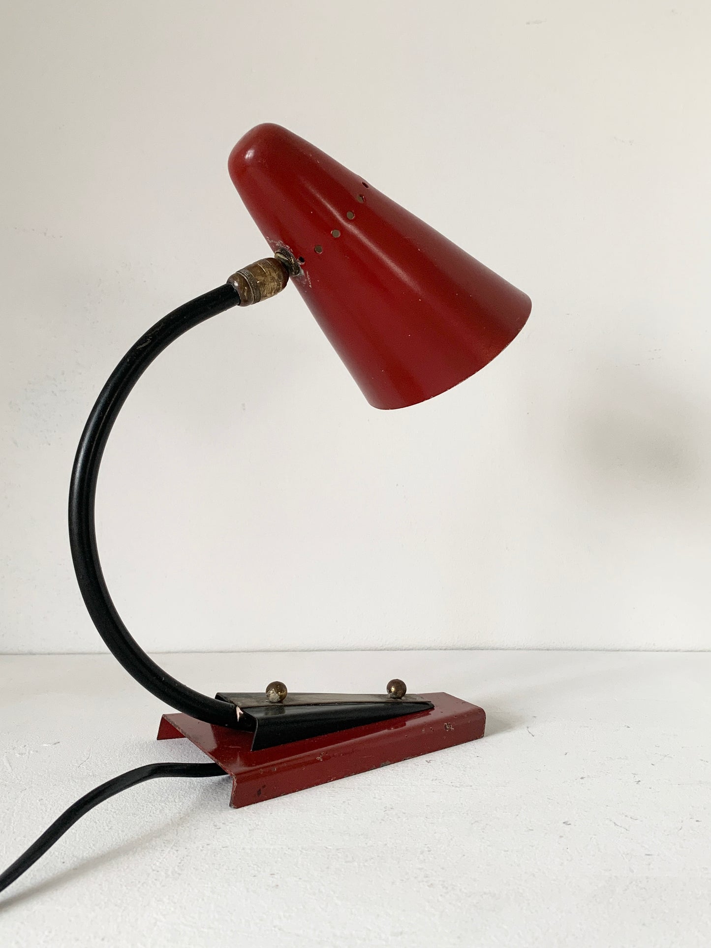 Mid Century Red French Cocotte Desk Lamp