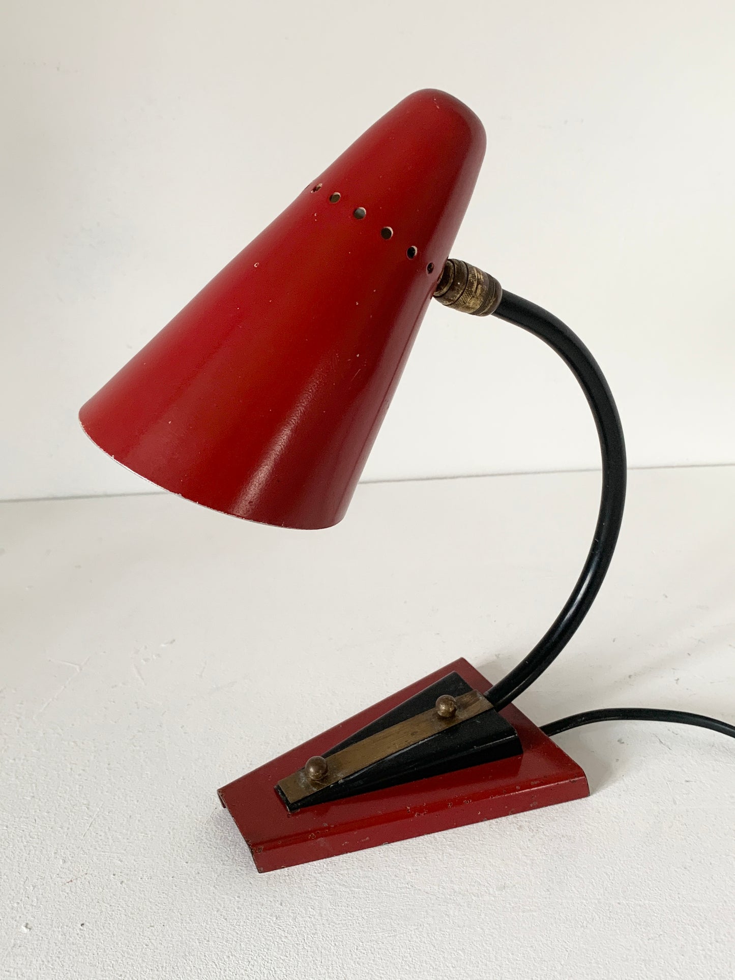 Mid Century Red French Cocotte Desk Lamp