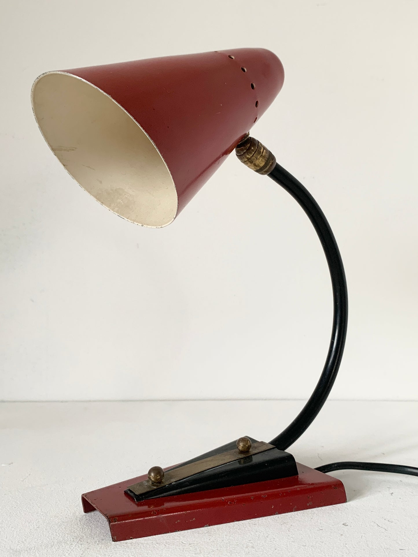 Mid Century Red French Cocotte Desk Lamp