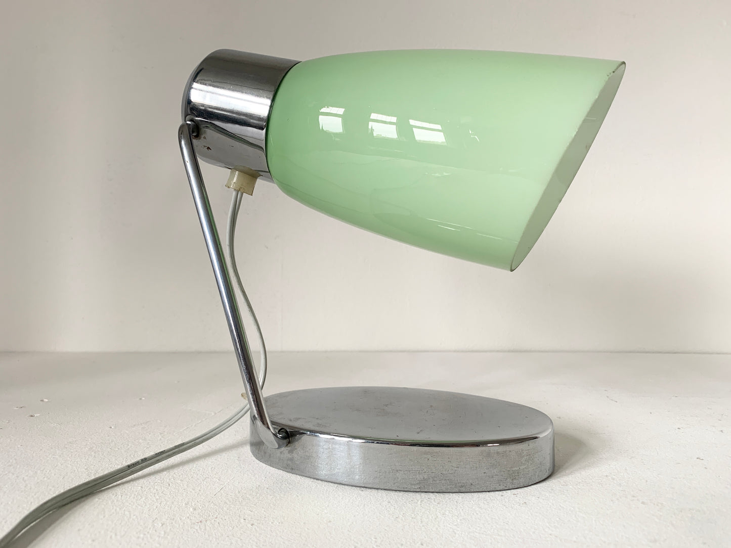 Mid Century Glass & Chrome Desk Lamp by Drupol