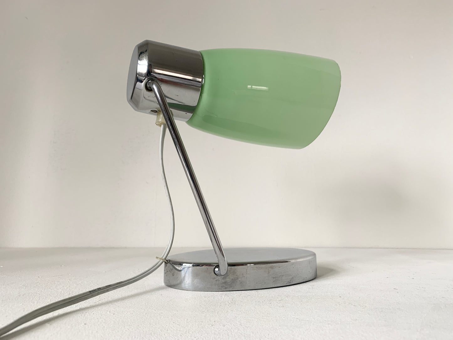 Mid Century Glass & Chrome Desk Lamp by Drupol