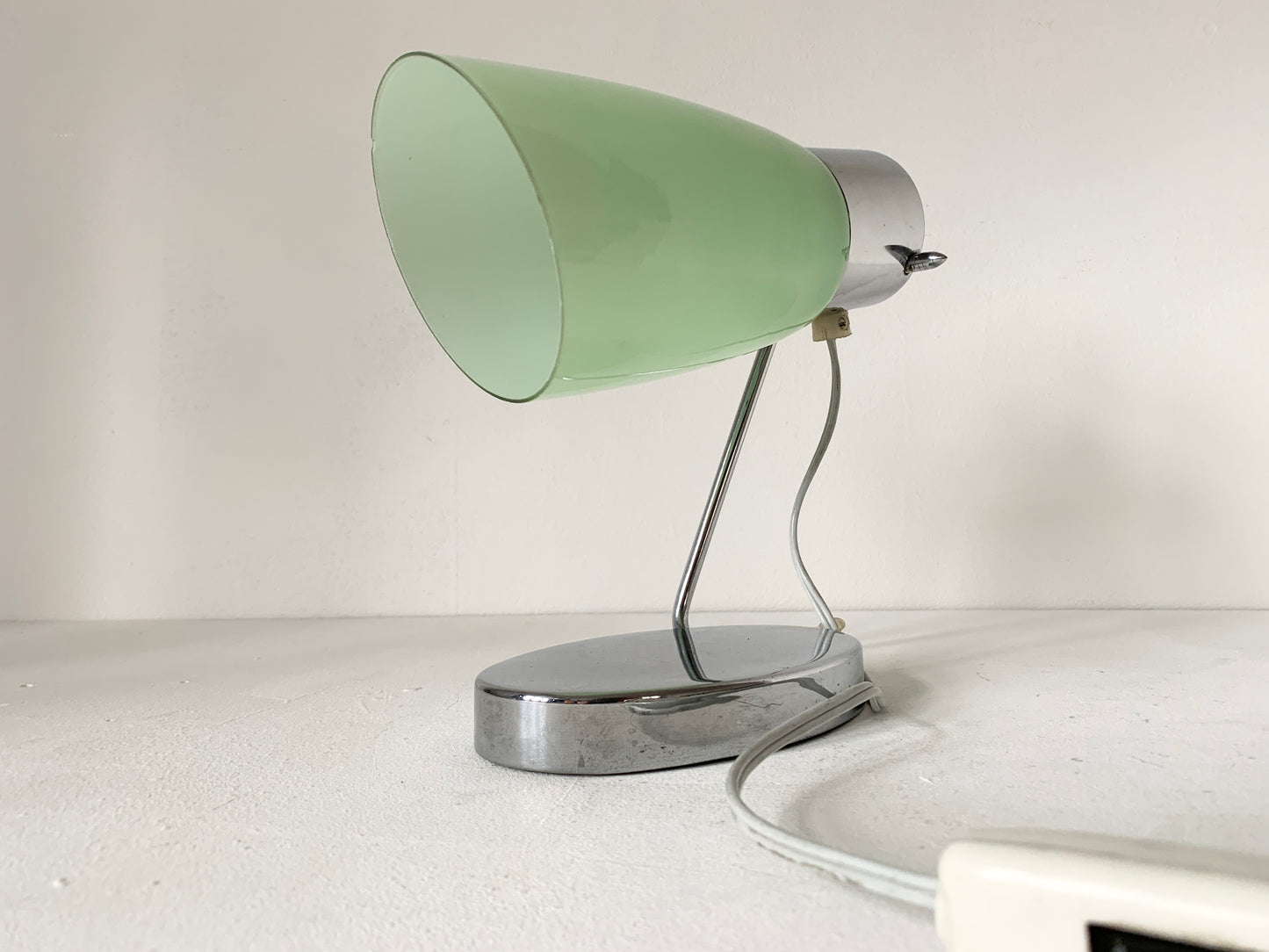 Mid Century Glass & Chrome Desk Lamp by Drupol