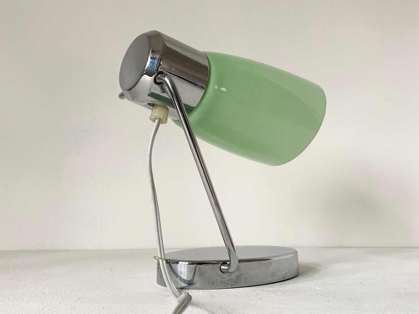 Mid Century Glass & Chrome Desk Lamp by Drupol