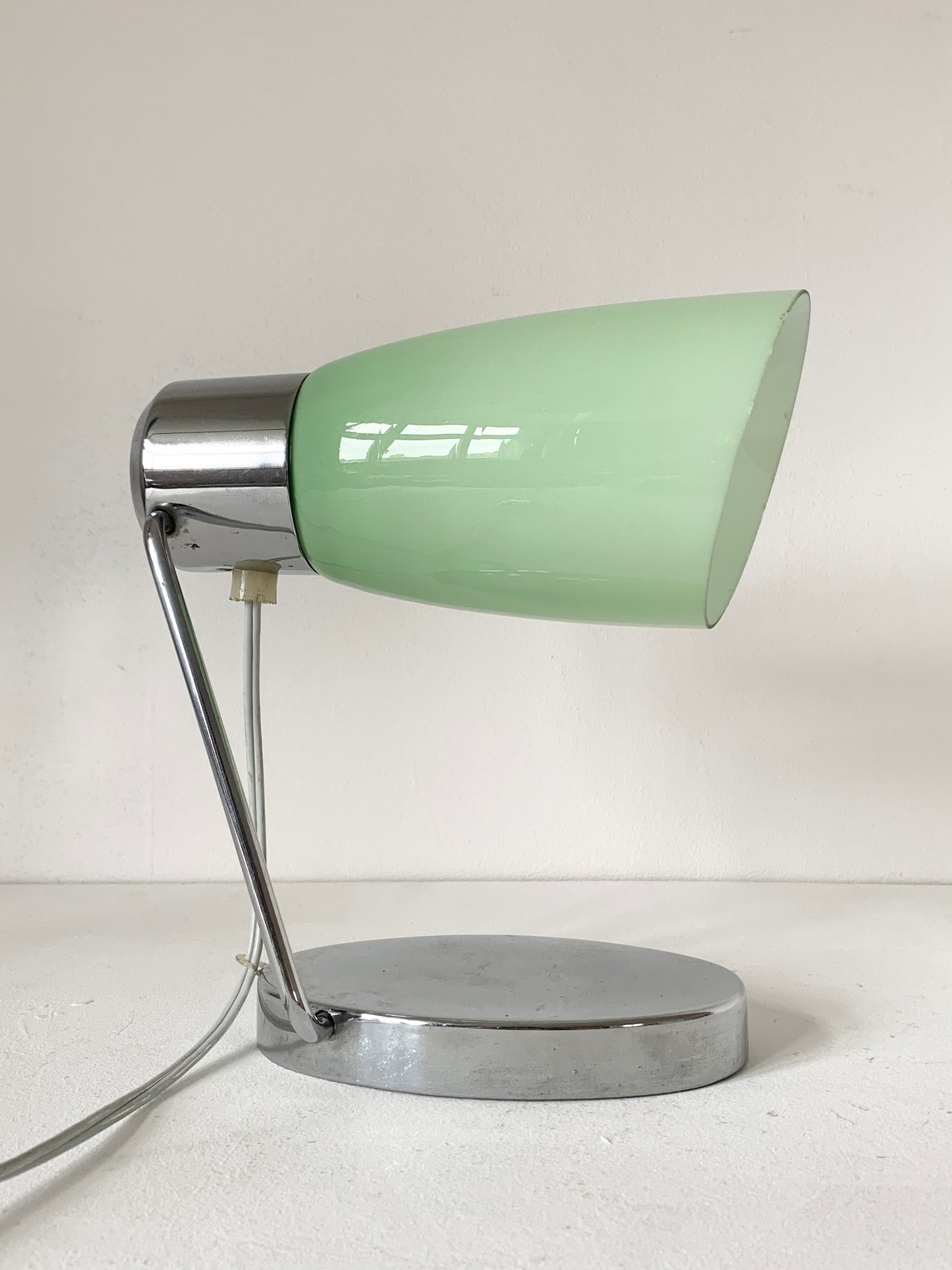 Mid Century Glass & Chrome Desk Lamp by Drupol