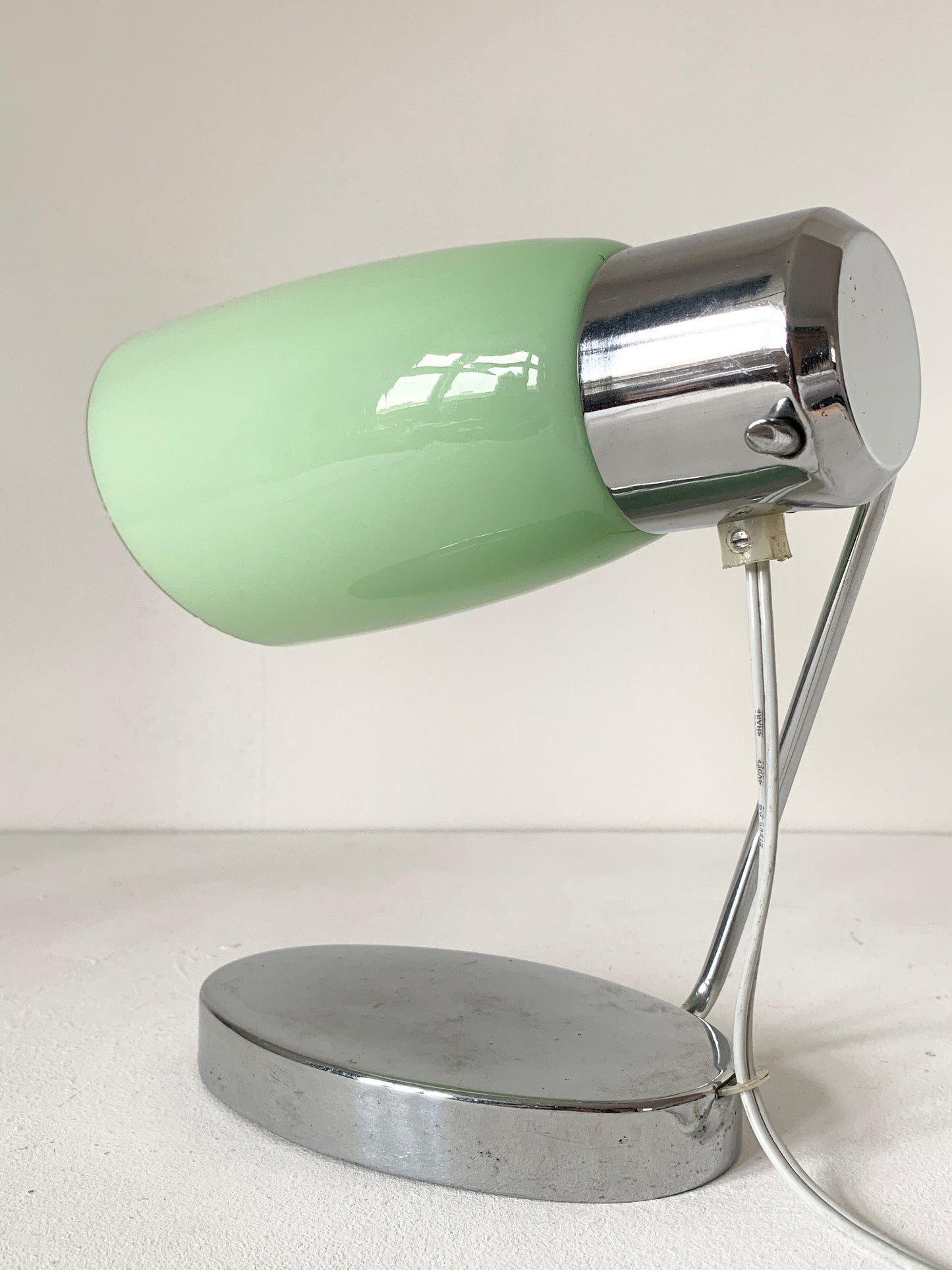 Mid Century Glass & Chrome Desk Lamp by Drupol