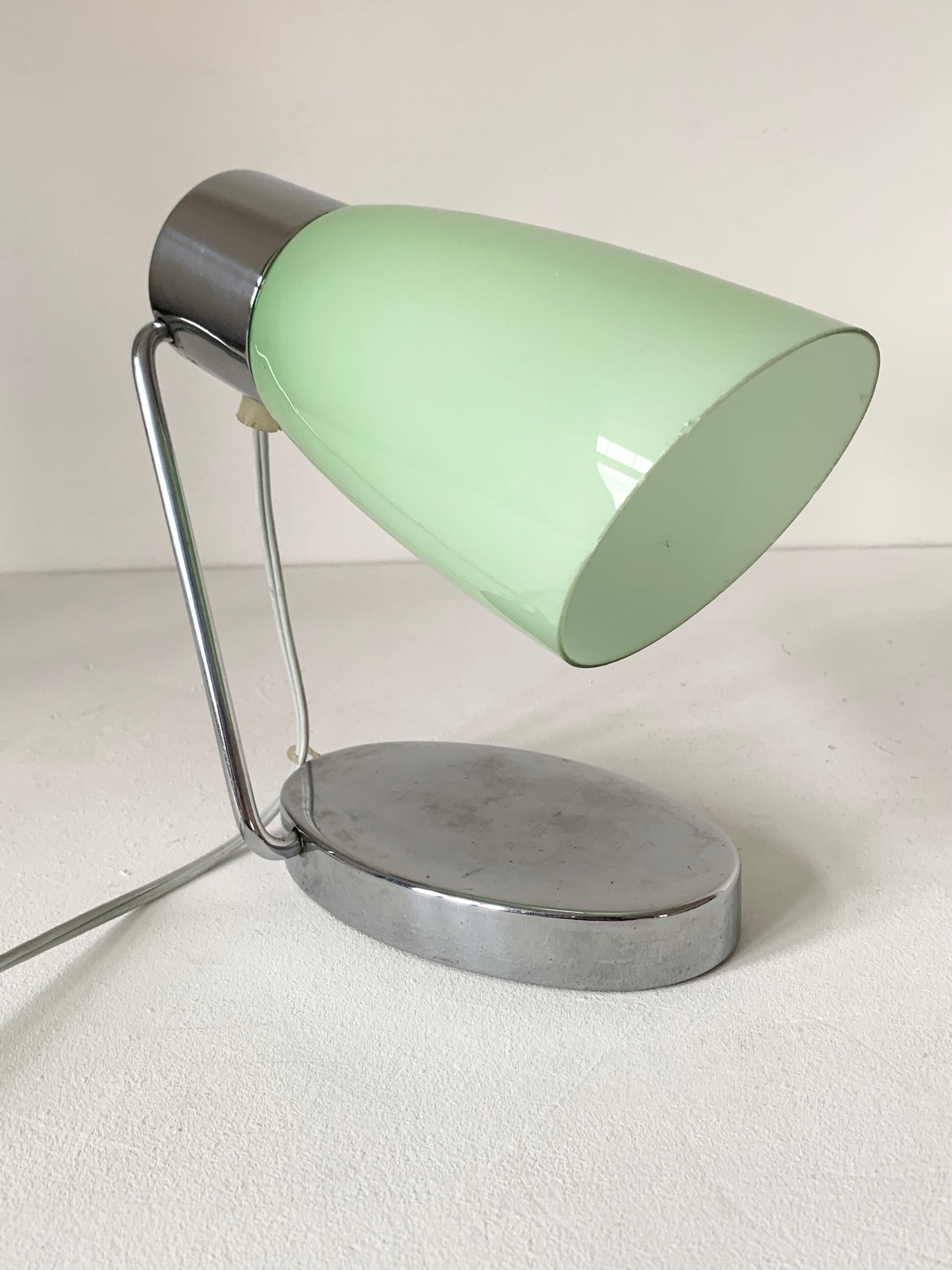 Mid Century Glass & Chrome Desk Lamp by Drupol