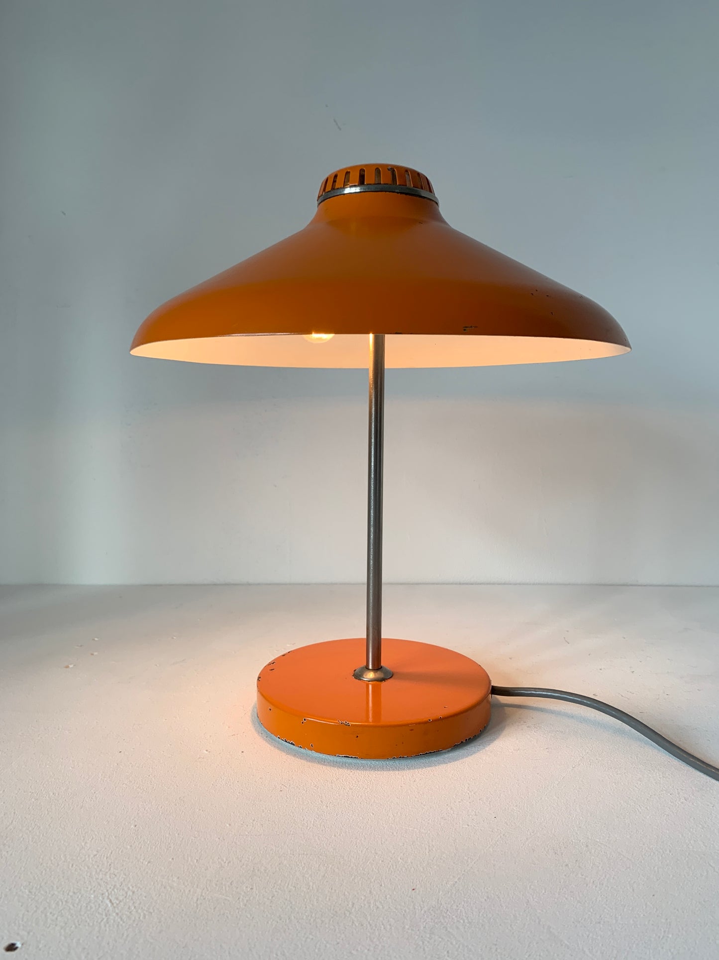 Mid Century Space Age Orange Mushroom Lamp