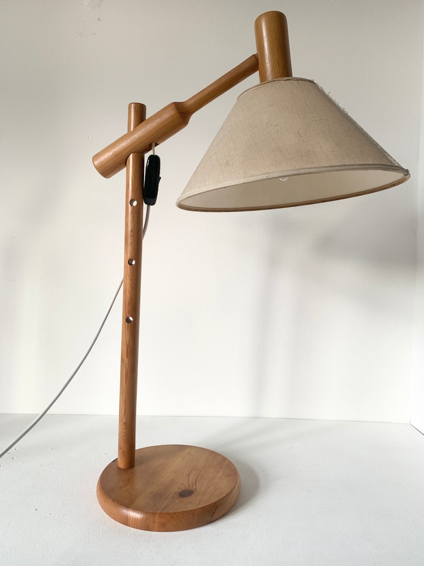 70's Mid Century Adjustable Wooden Desk Lamp