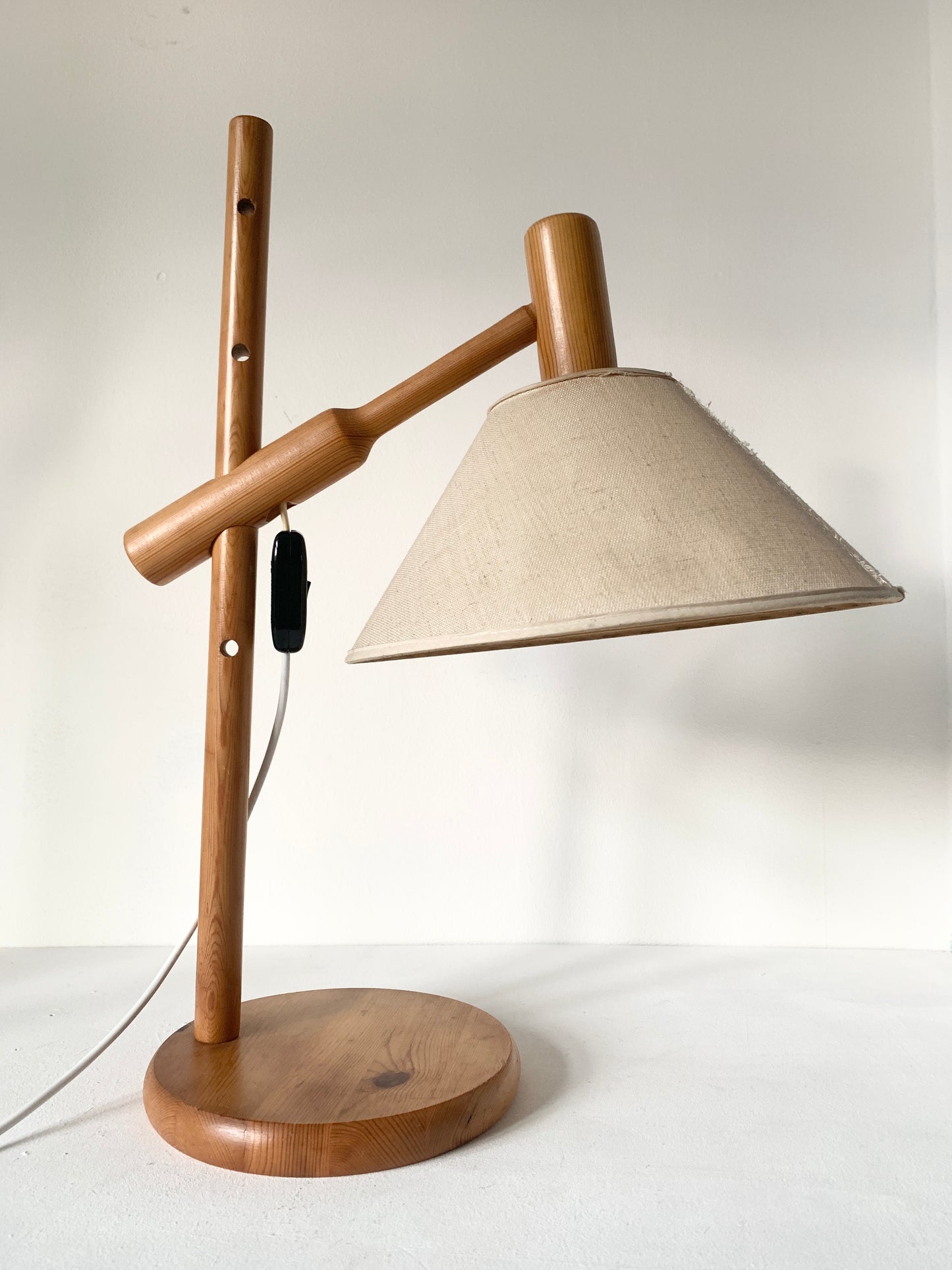 70's Mid Century Adjustable Wooden Desk Lamp