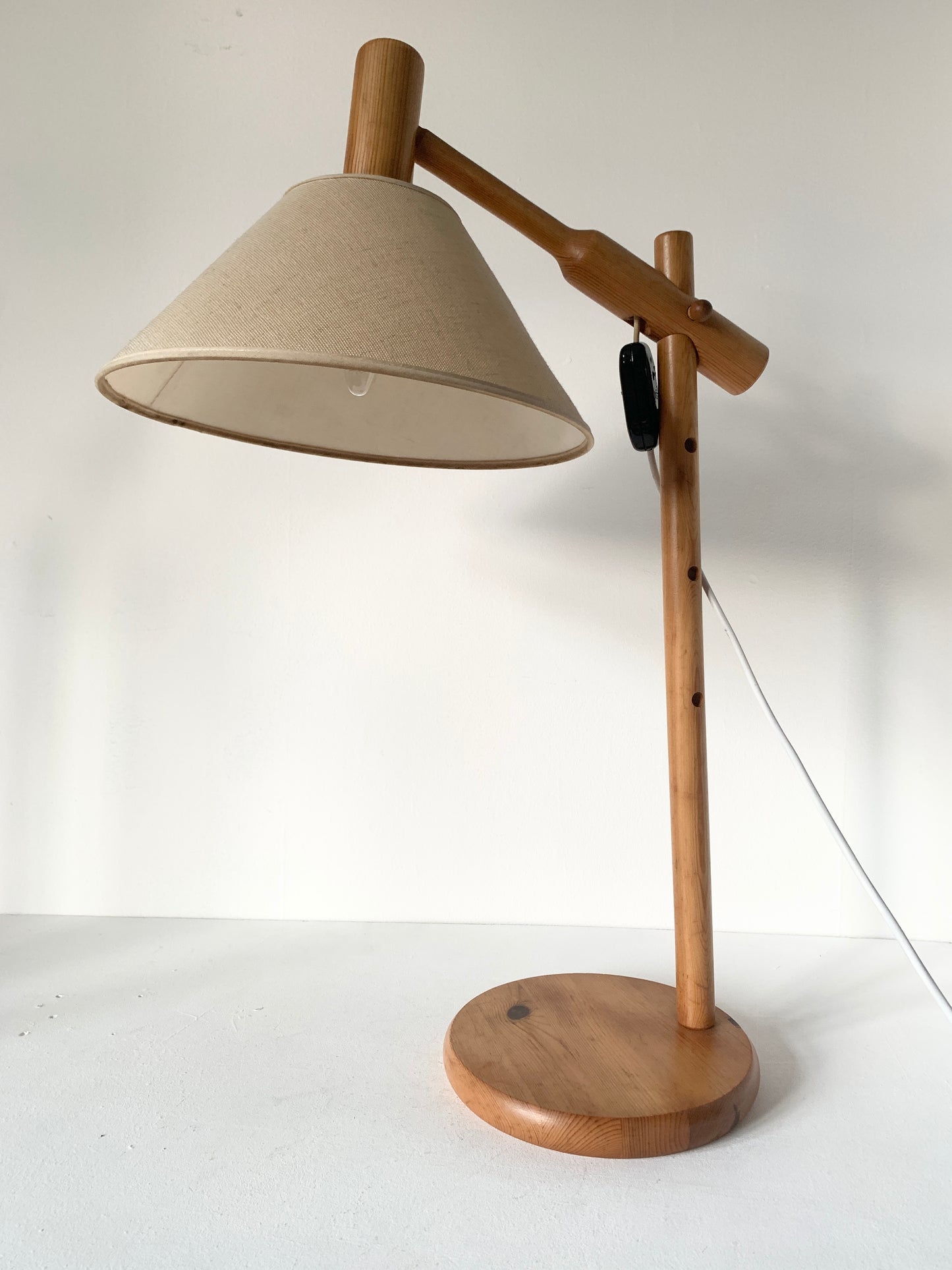 70's Mid Century Adjustable Wooden Desk Lamp