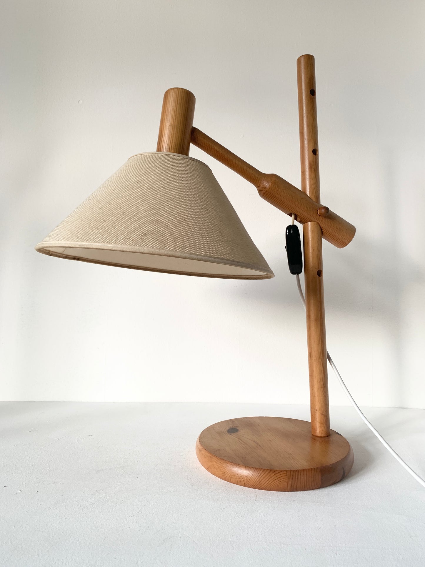 70's Mid Century Adjustable Wooden Desk Lamp