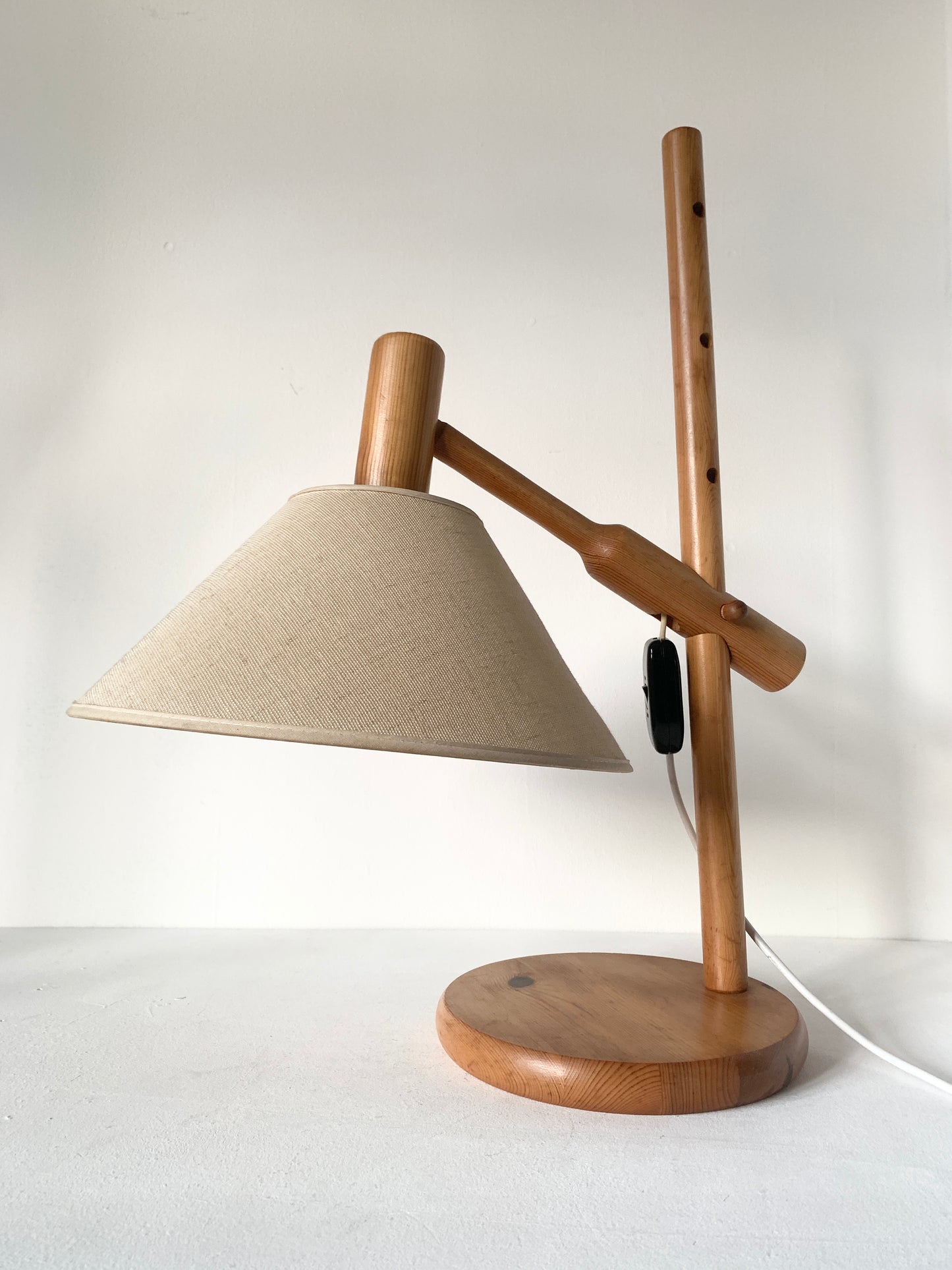 70's Mid Century Adjustable Wooden Desk Lamp