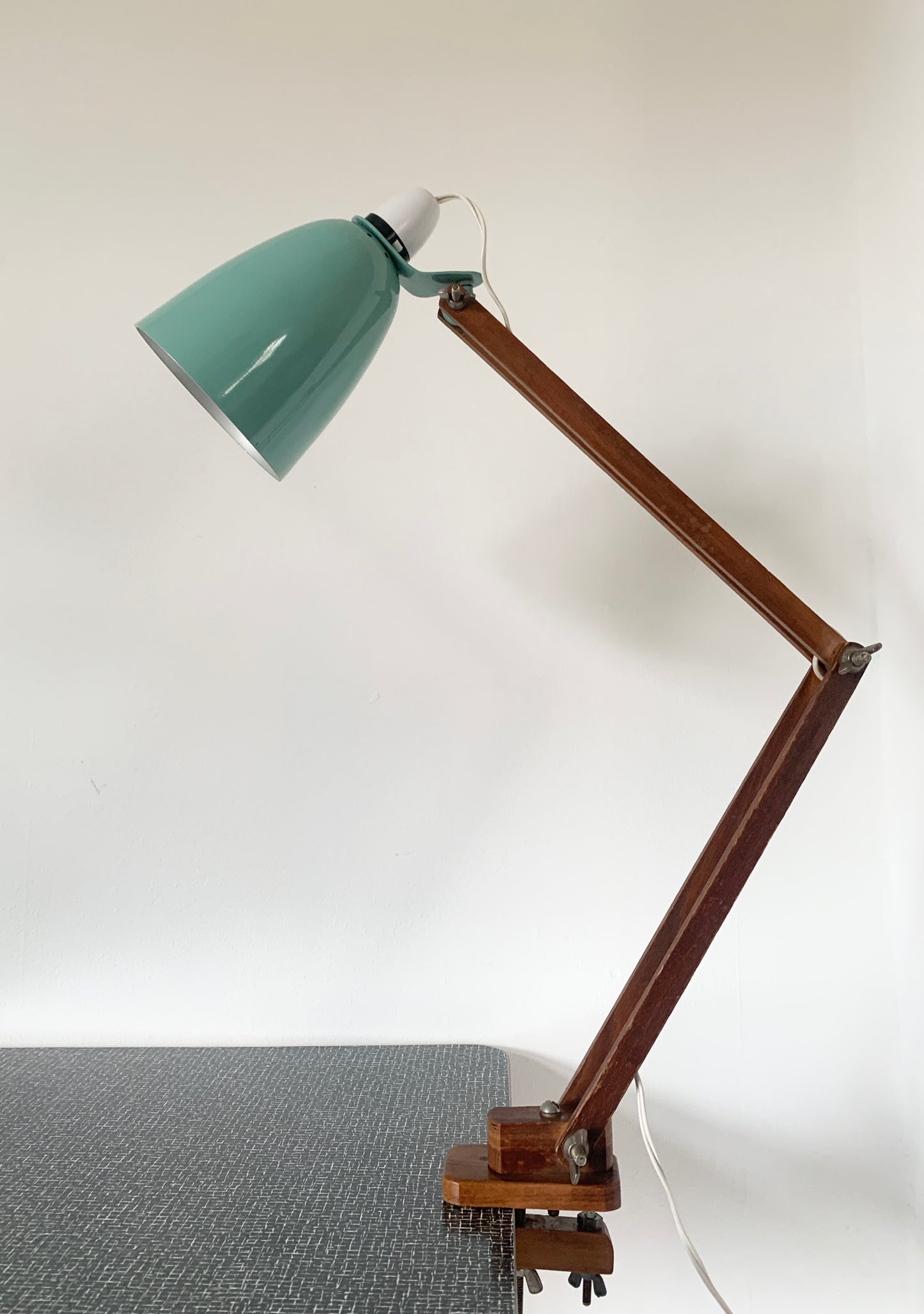 Mid Century Klamplight Turquoise Surface Lamp