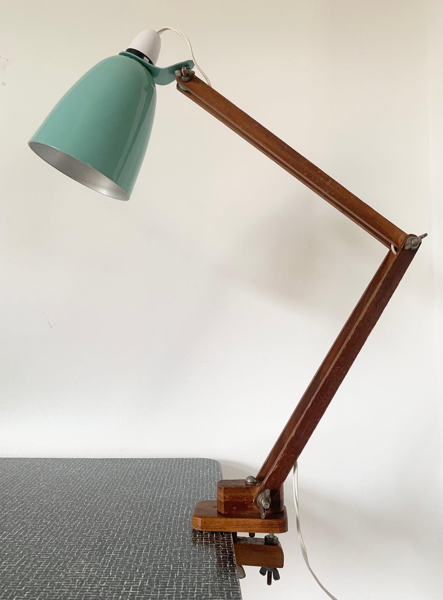 Mid Century Klamplight Turquoise Surface Lamp