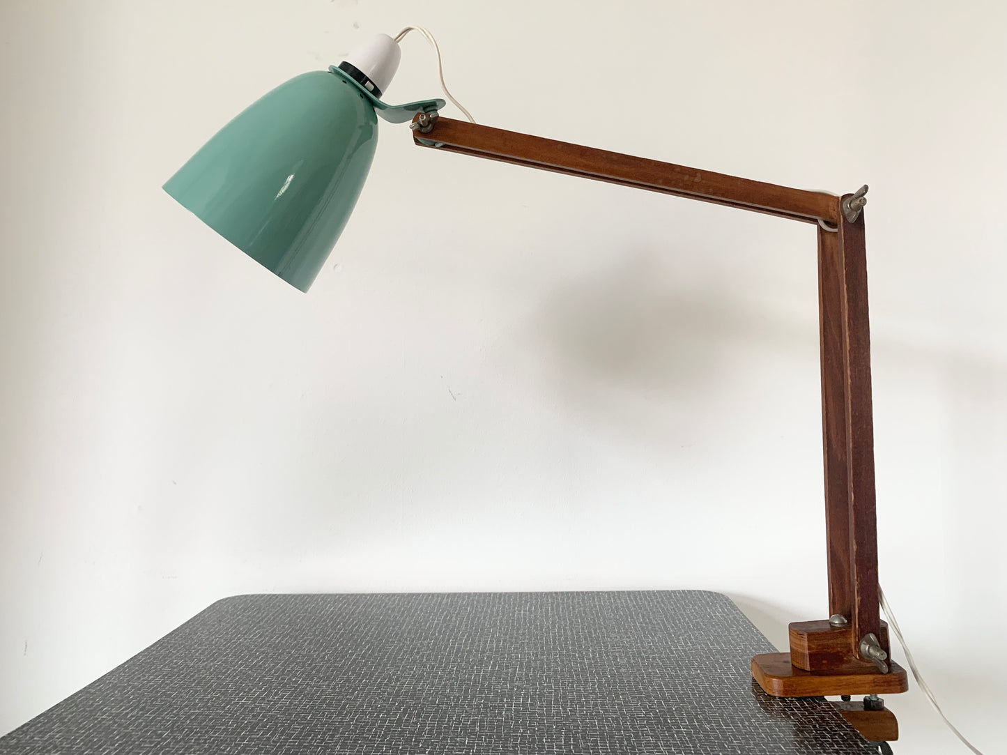 Mid Century Klamplight Turquoise Surface Lamp