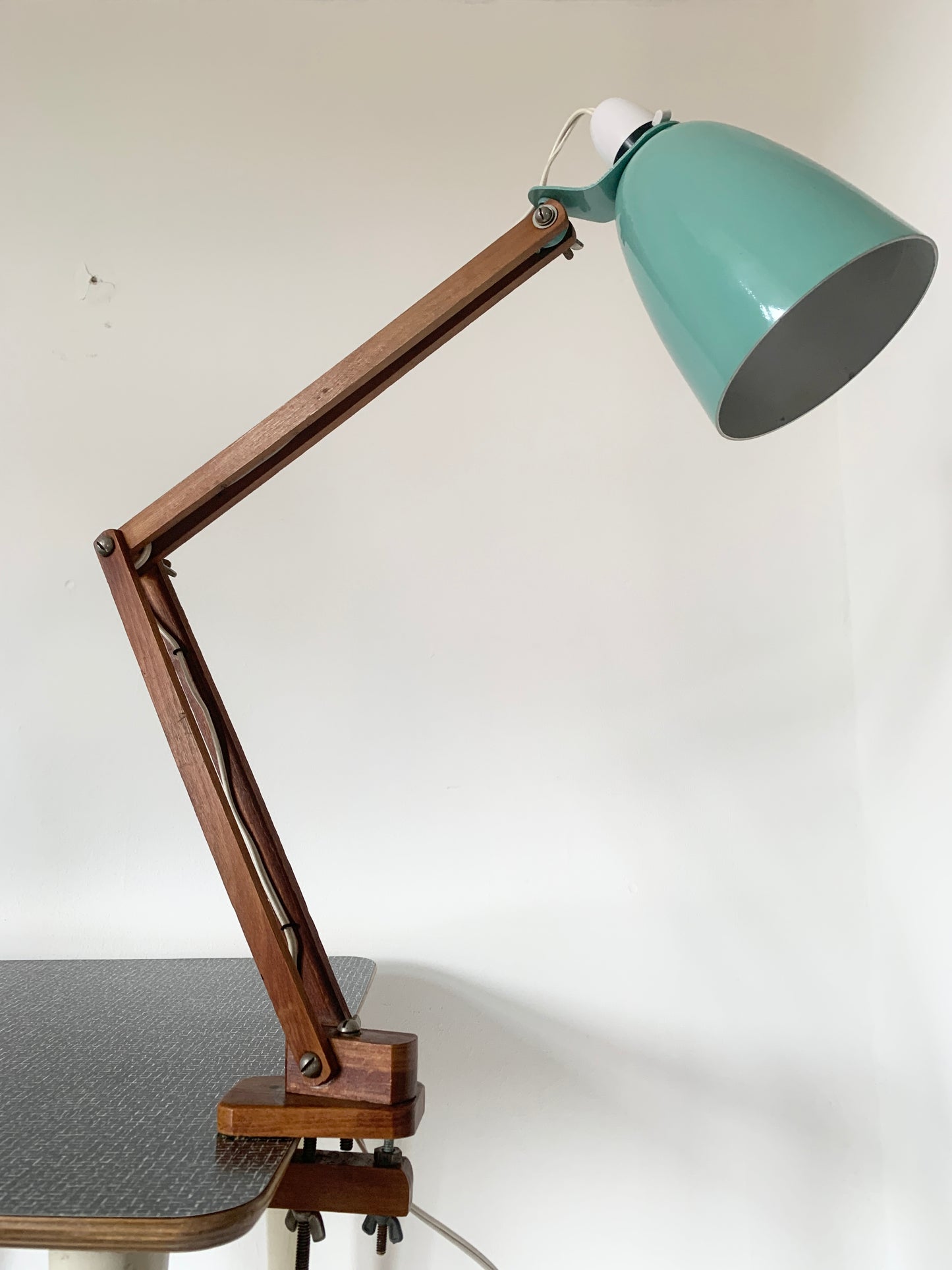 Mid Century Klamplight Turquoise Surface Lamp