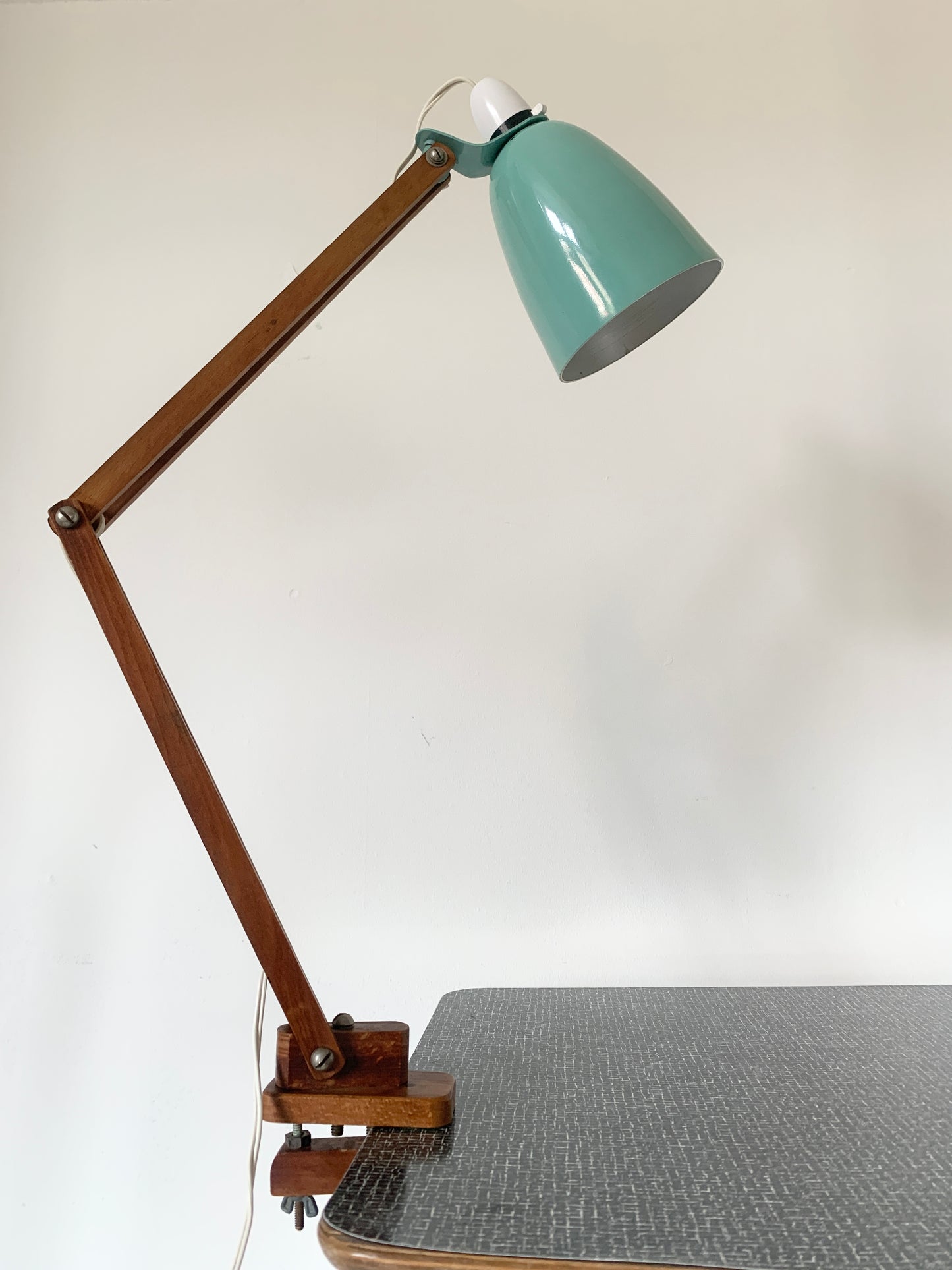 Mid Century Klamplight Turquoise Surface Lamp