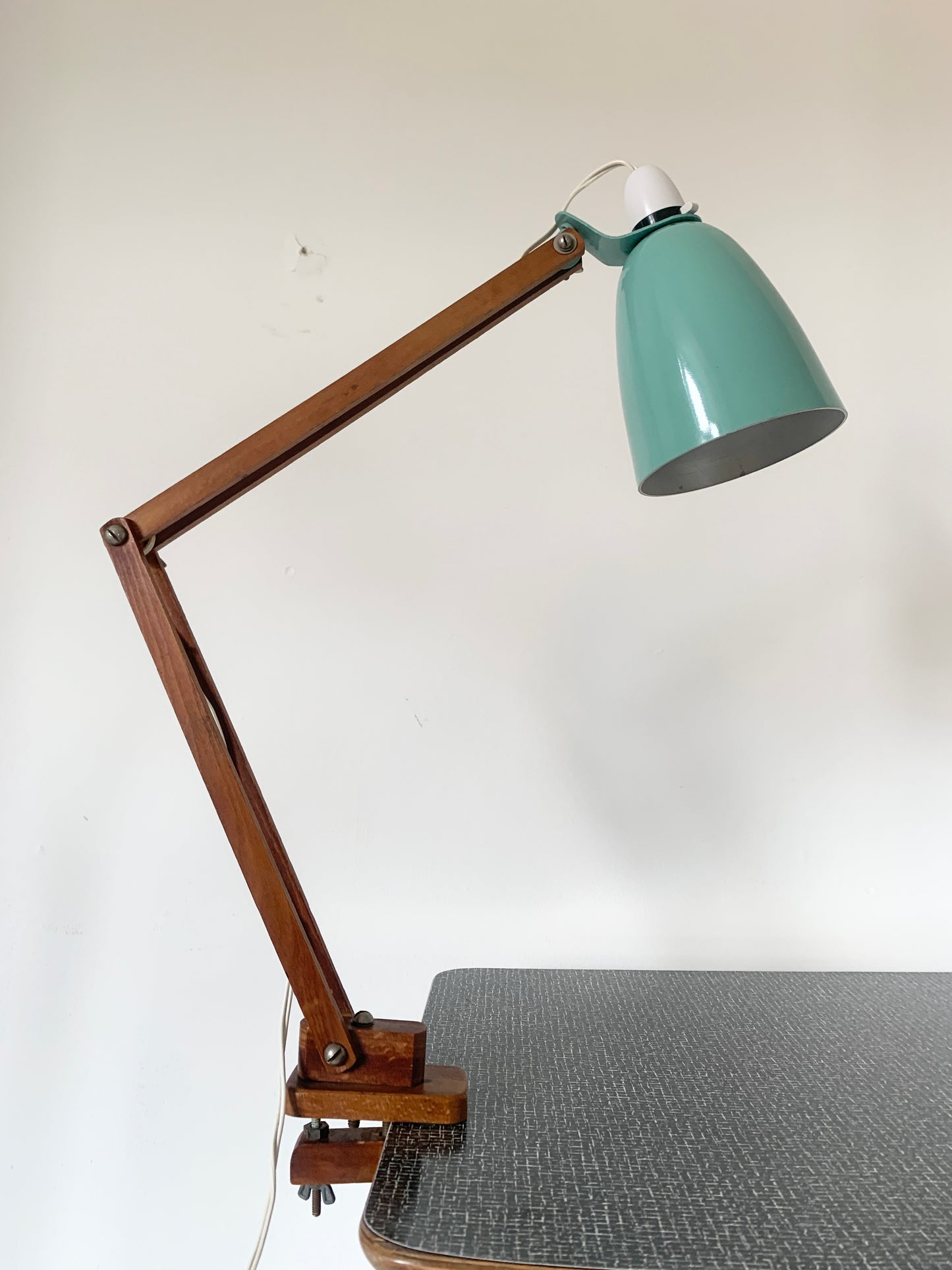 Mid Century Klamplight Turquoise Surface Lamp