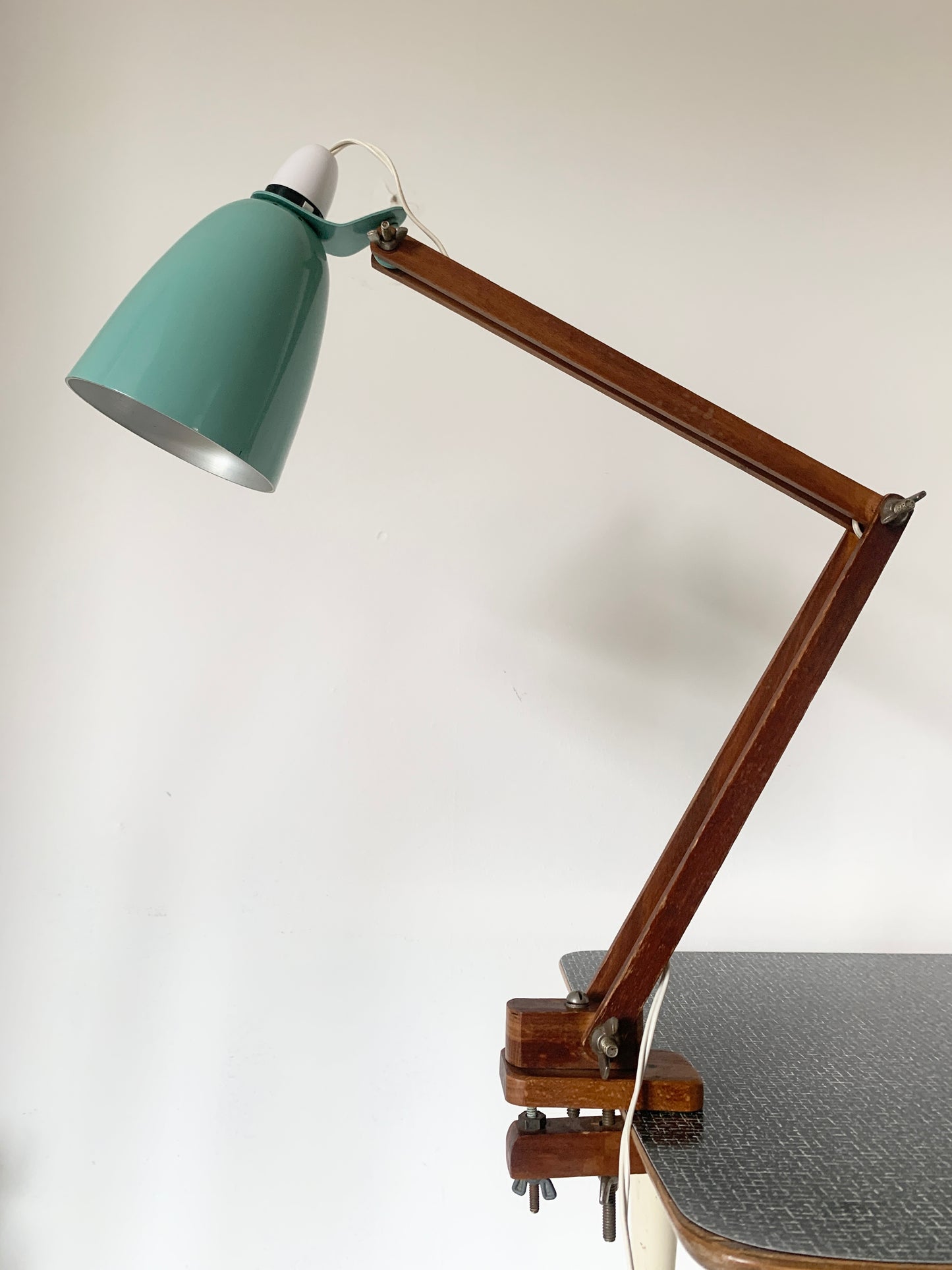 Mid Century Klamplight Turquoise Surface Lamp