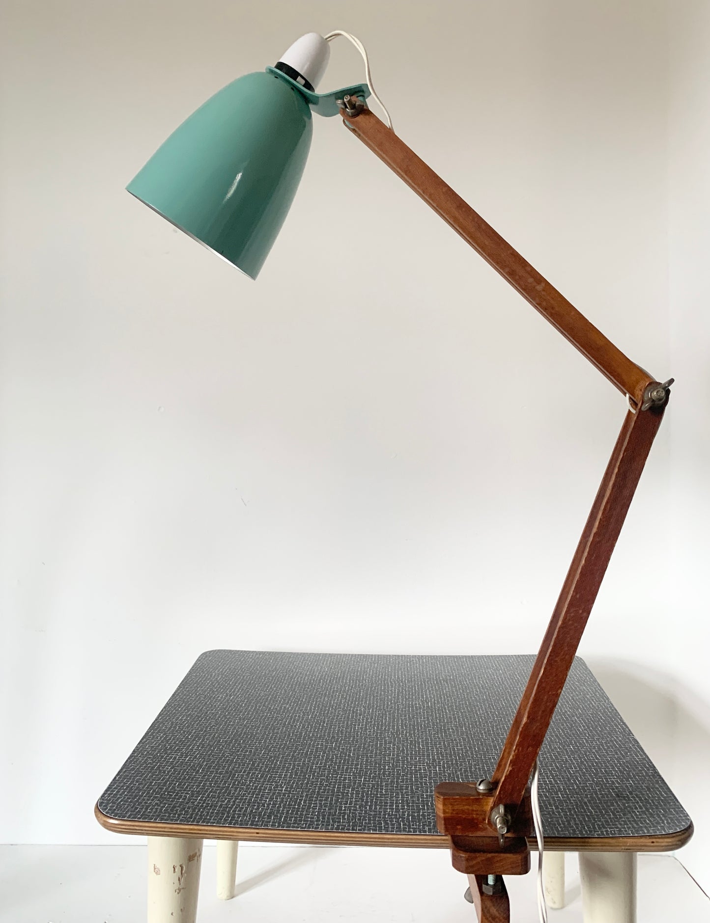 Mid Century Klamplight Turquoise Surface Lamp