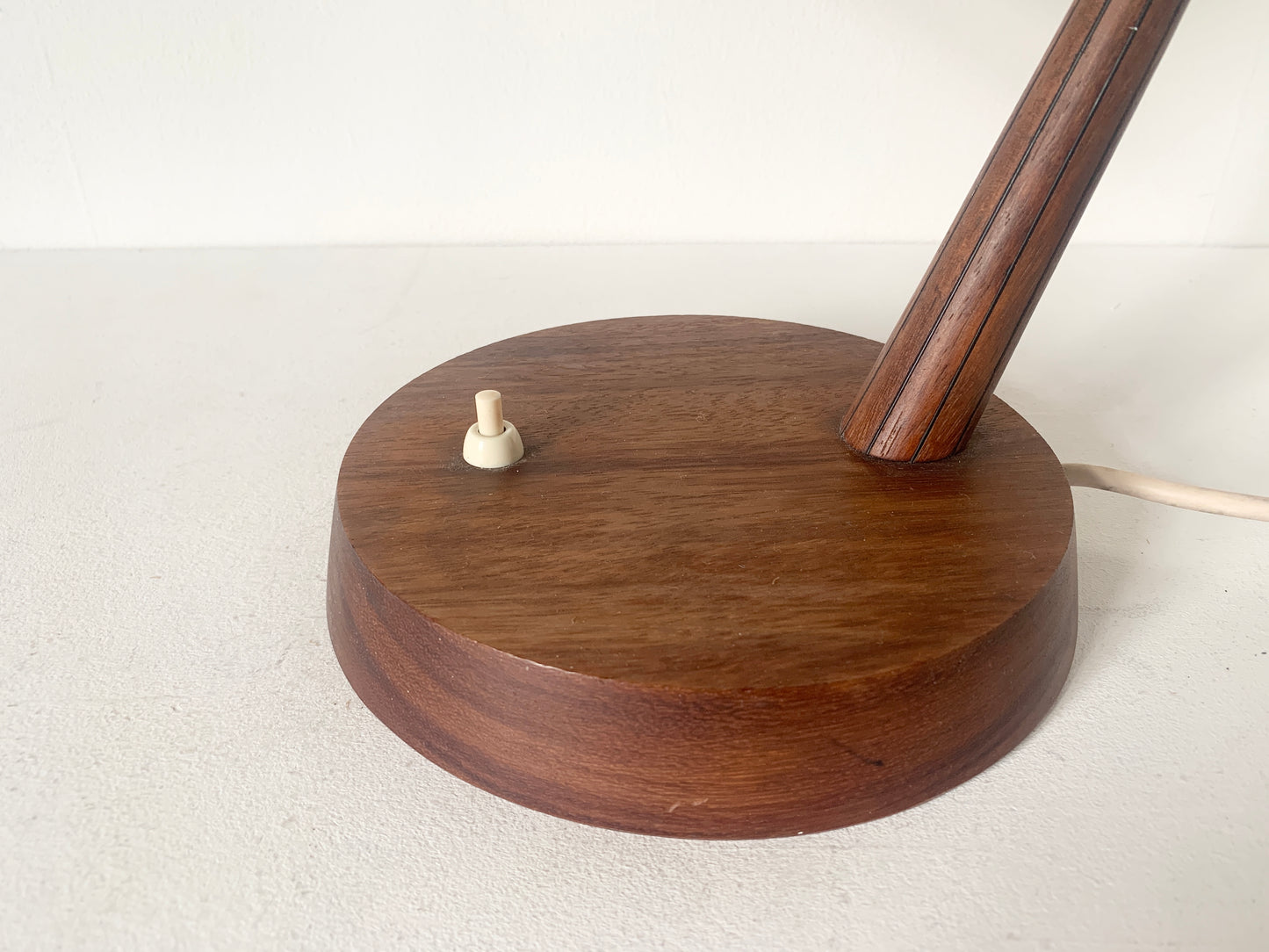 Mid Century Raffia and Teak Desk Lamp by Temde