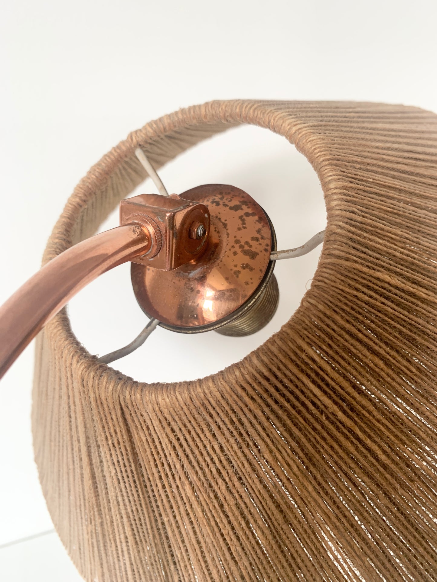 Mid Century Raffia and Teak Desk Lamp by Temde