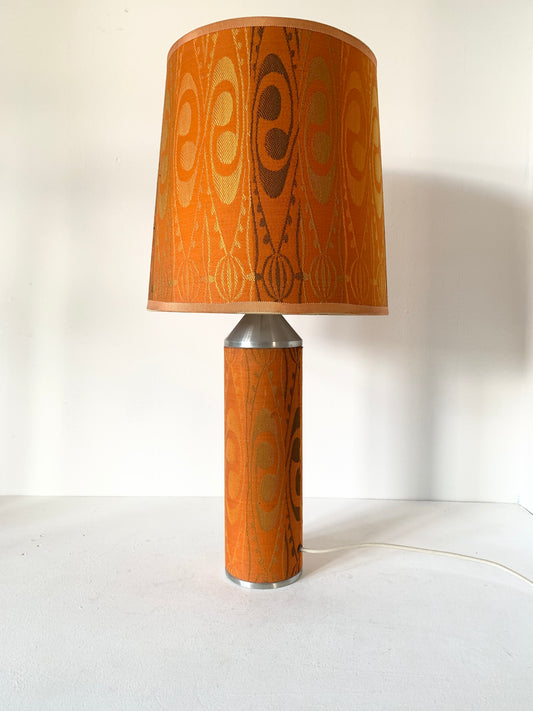 Mid Century 70's Orange Patterned Table Lamp