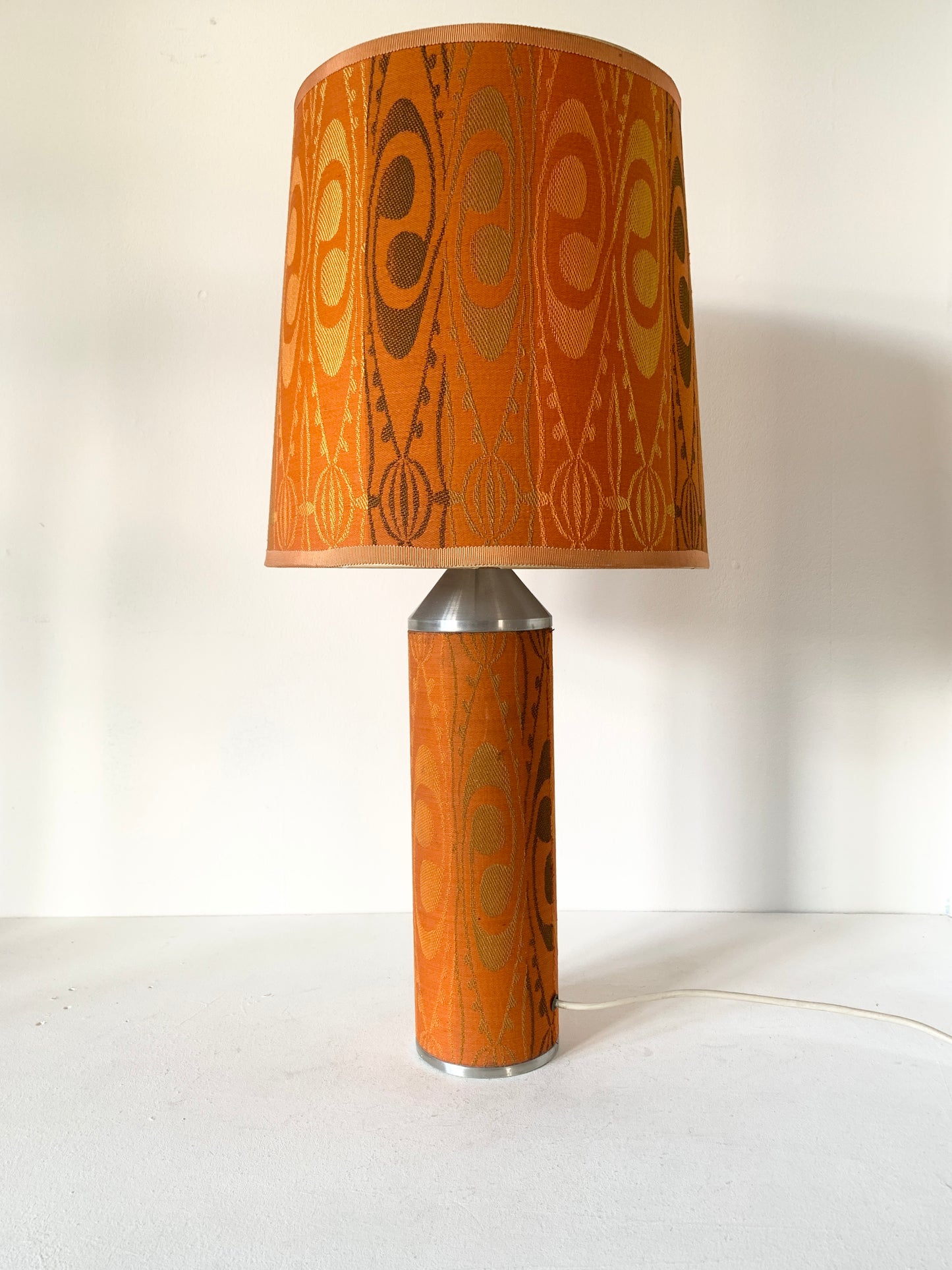 Mid Century 70's Orange Patterned Table Lamp