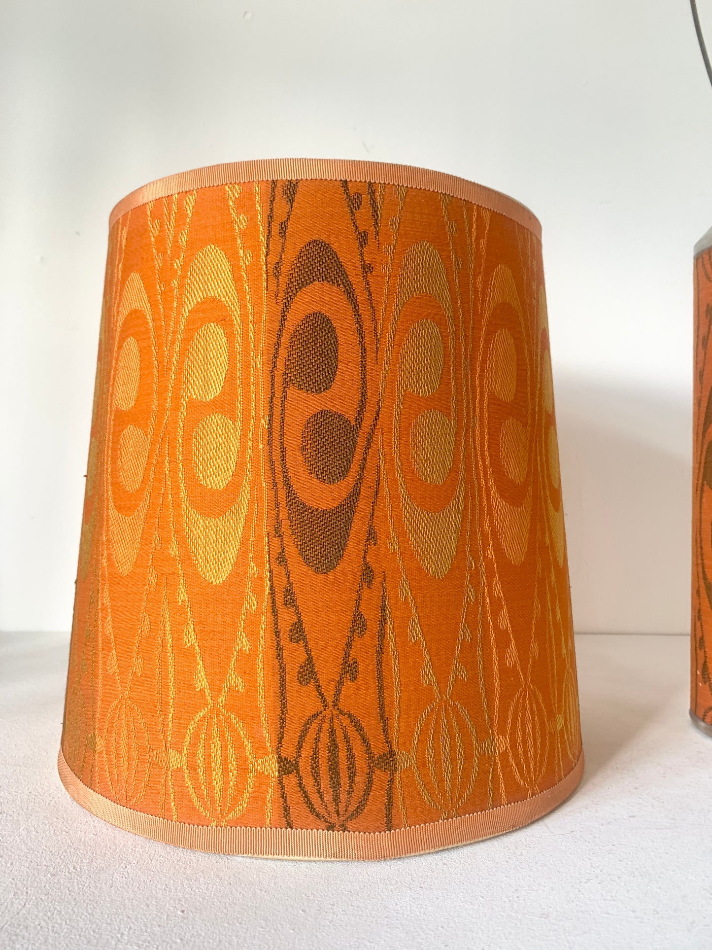 Mid Century 70's Orange Patterned Table Lamp