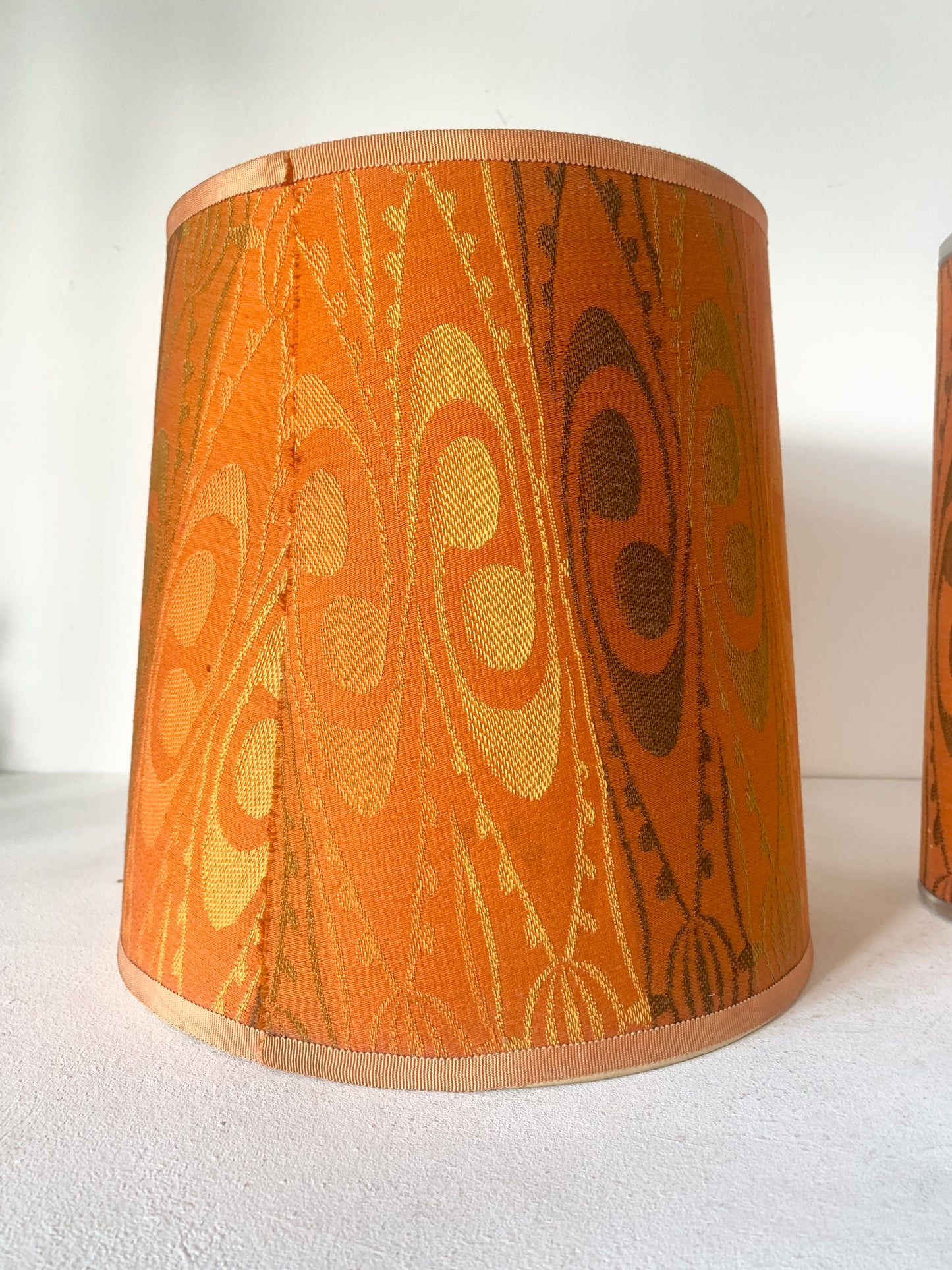 Mid Century 70's Orange Patterned Table Lamp