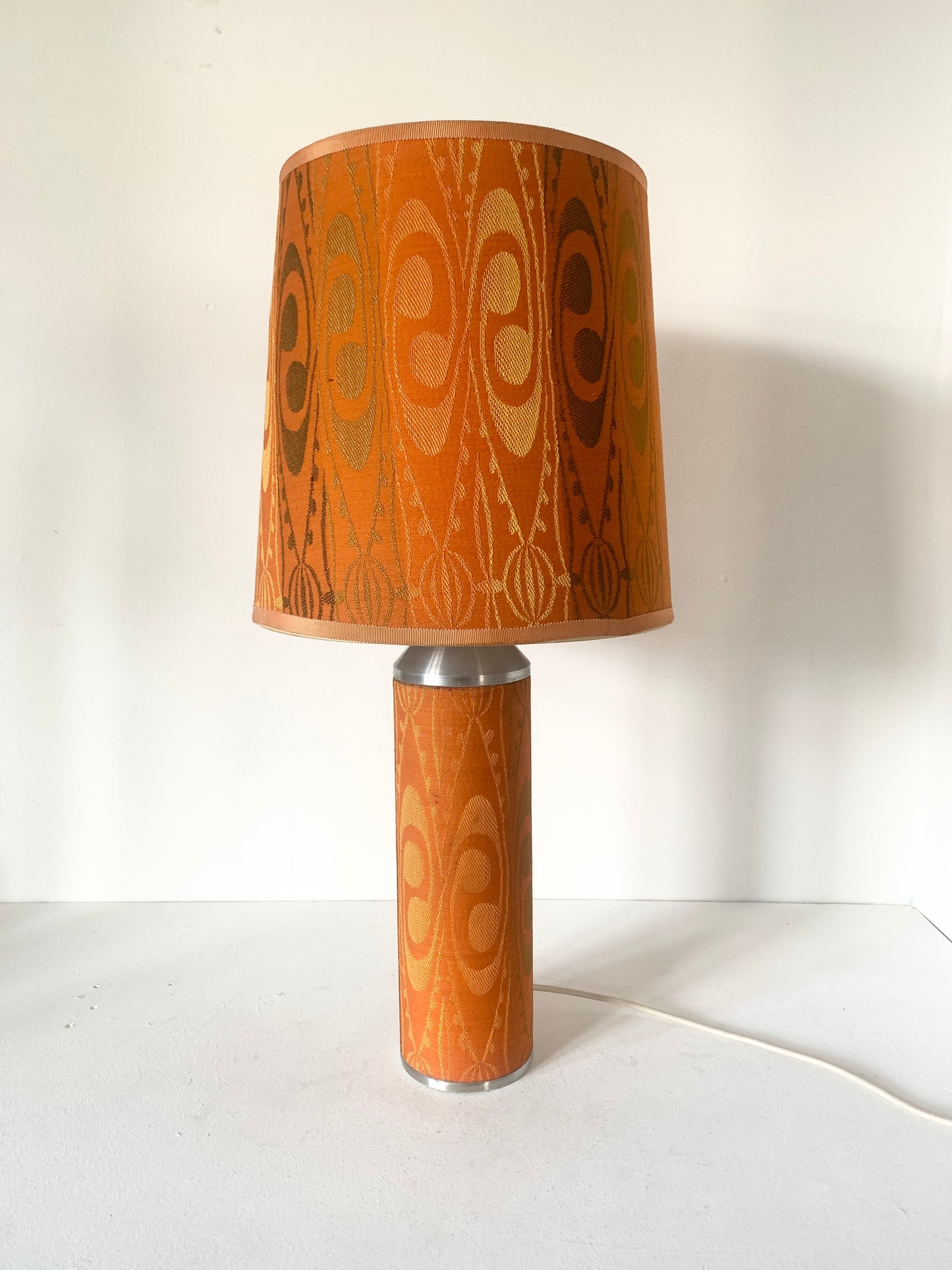 Mid Century 70's Orange Patterned Table Lamp