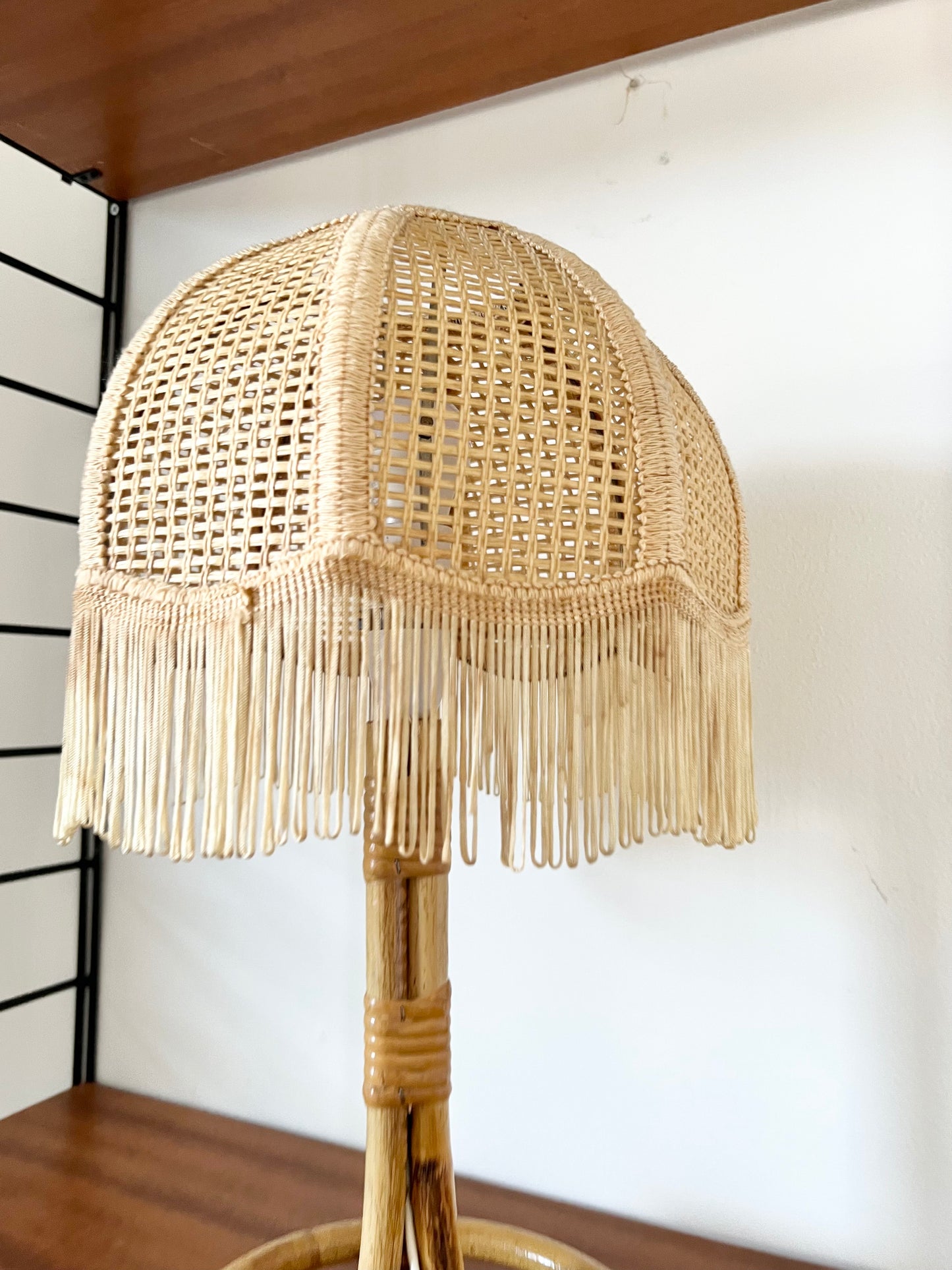 Mid Century 70s Rattan & Bamboo Table lamp