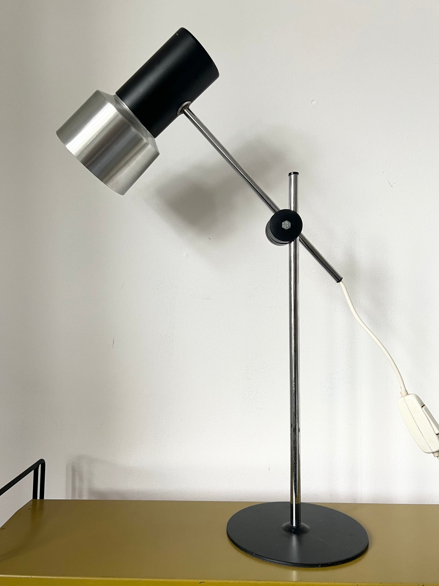 70’s black and silver adjustable desk lamp