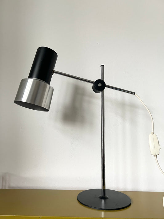 70’s black and silver adjustable desk lamp