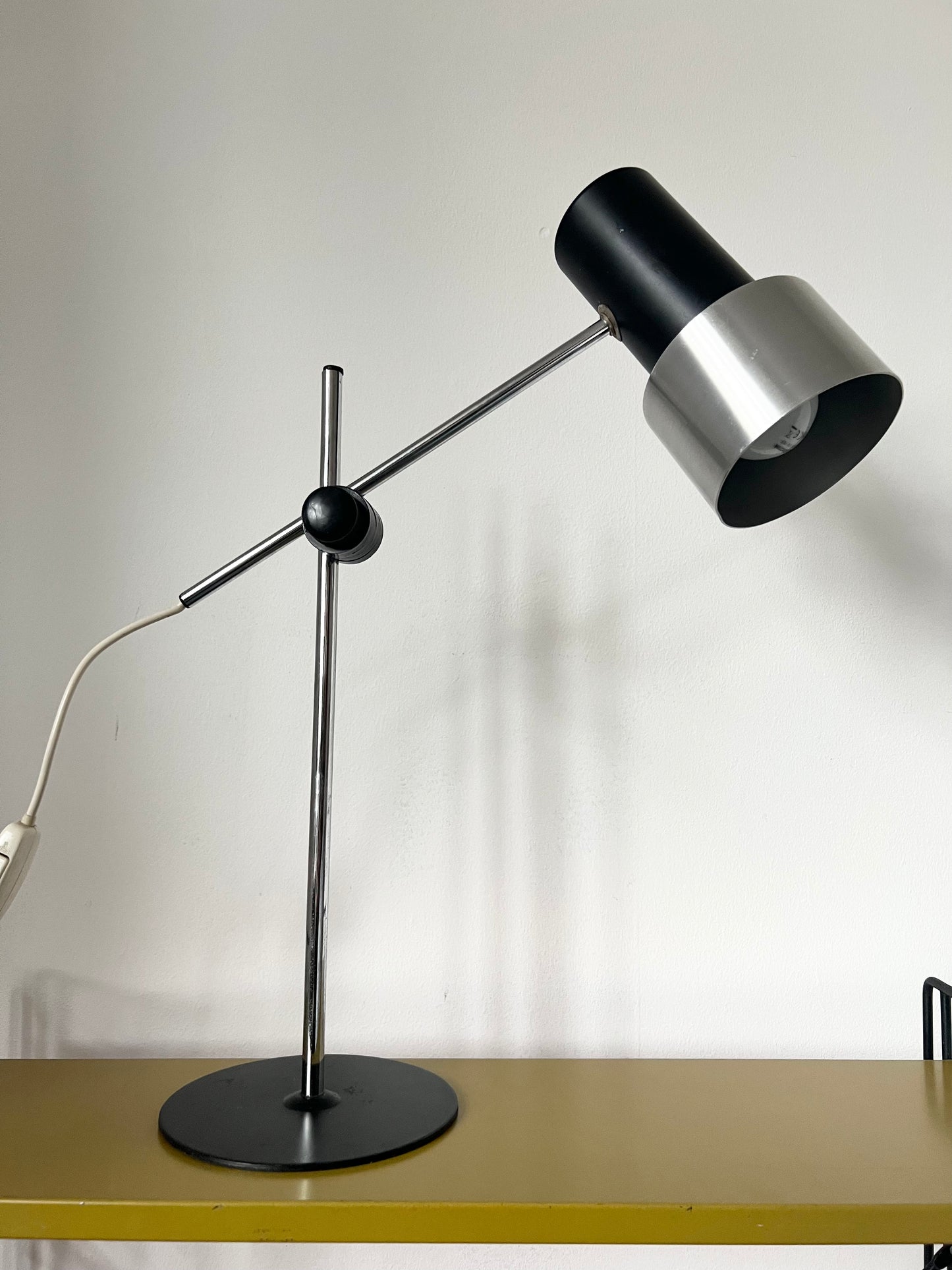 70’s black and silver adjustable desk lamp