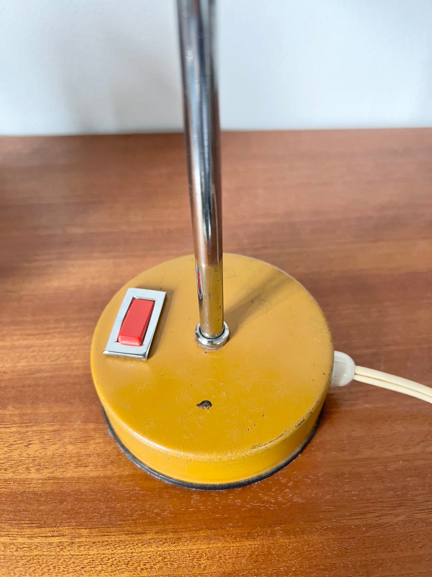 Mid Century Ochre & Silver Mushroom Lamp