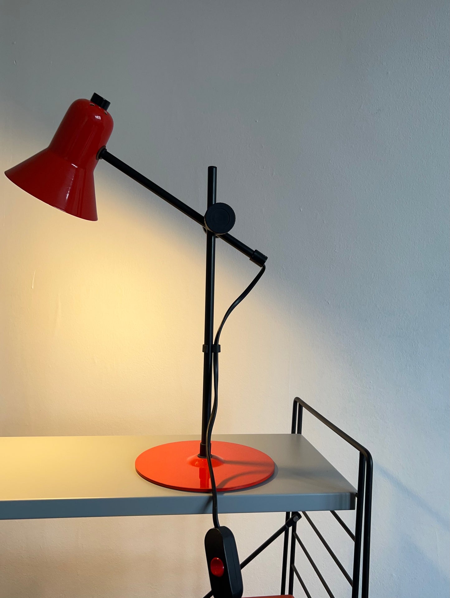 Postmodern Red & Black Adjustable Desk Lamp